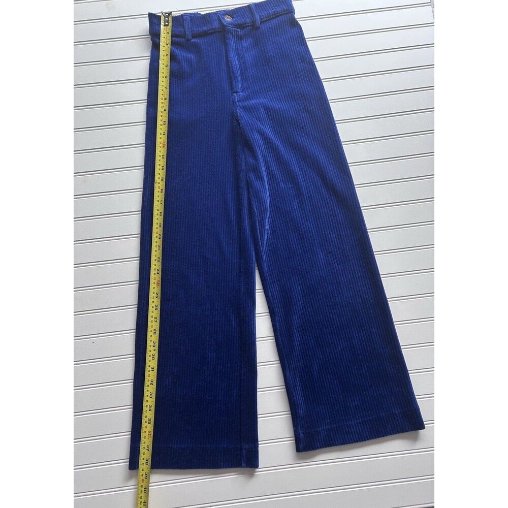 Z Supply Royal Blue Corduroy Wide Leg Pants XS High Rise Cobalt Ribbed Stretch - Picture 6 of 9